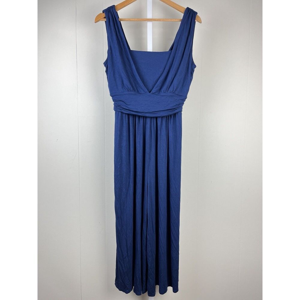 Sundance Catalog Blue Romper Jumpsuit Wide Leg Sleeveless Jersey Knit Medium
